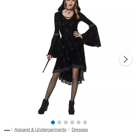 Spirit Halloween Coven Black Hooded Dress,small,celestial,goth,renaissance, - Picture 1 of 9